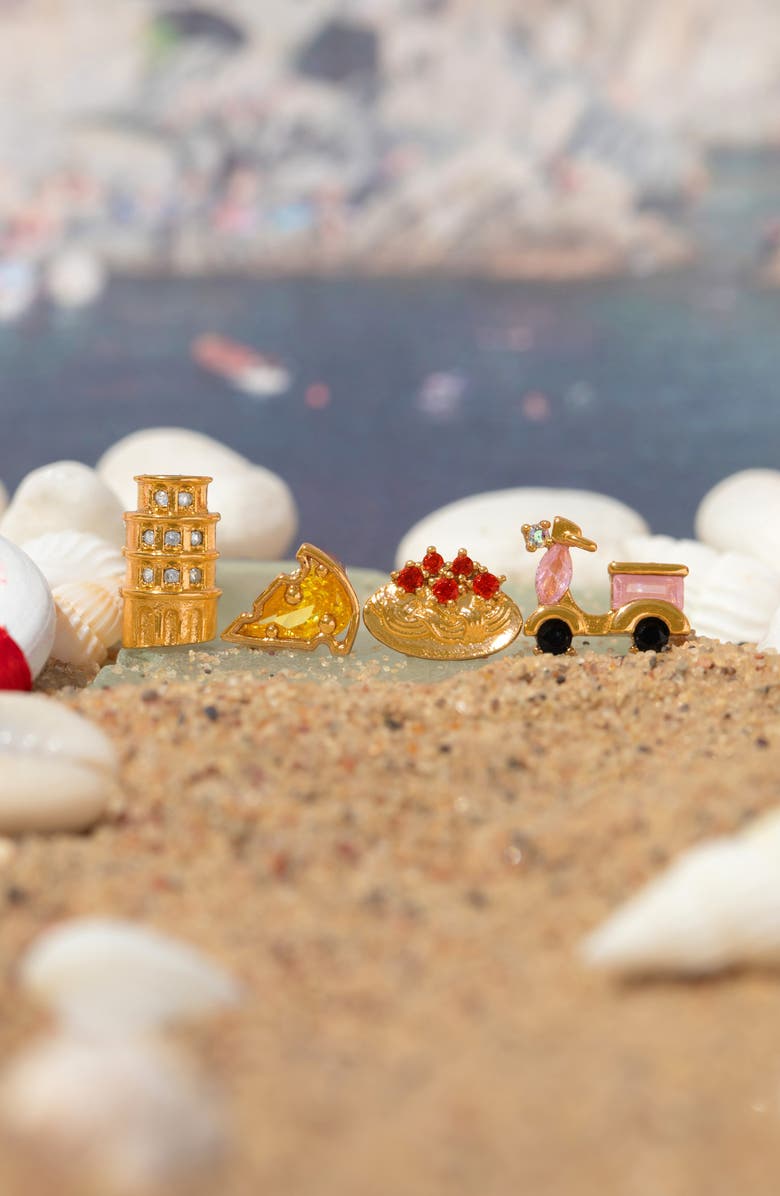 Girls Crew Ciao Bella Italia Set of 4 Assorted Single Stud Earrings, Alternate, color, Gold