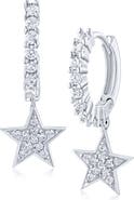 CZ by Kenneth Jay Lane Pavé Cubic Zirconia Star Drop Huggie Hoop Earrings