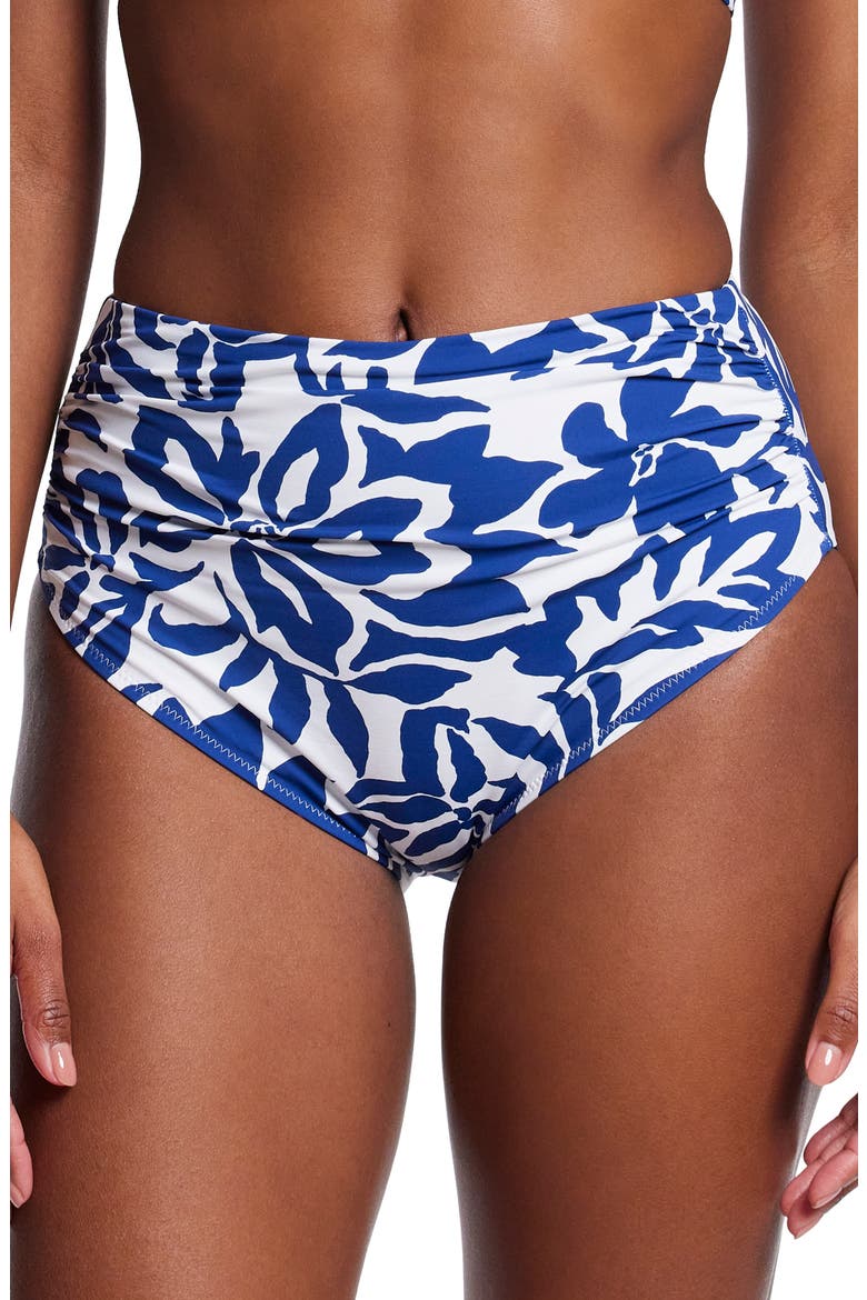 Ruched High Waist Bikini Bottoms, Main, color, POOLSIDE PRINT