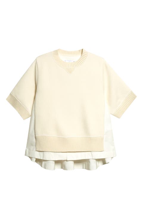 Mixed Media Short Sleeve Sweater