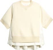 Sacai Mixed Media Short Sleeve Sweater