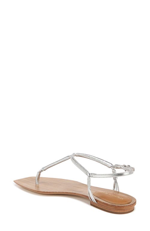 Veronica Beard Amelia T-strap Metallic Sandal In Silver