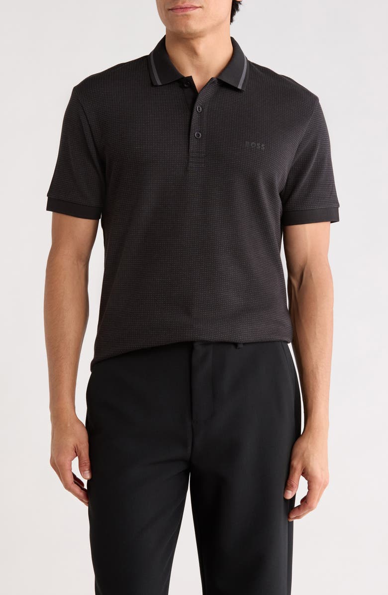 BOSS Paddy Cotton Knit Polo, Main, color, Black
