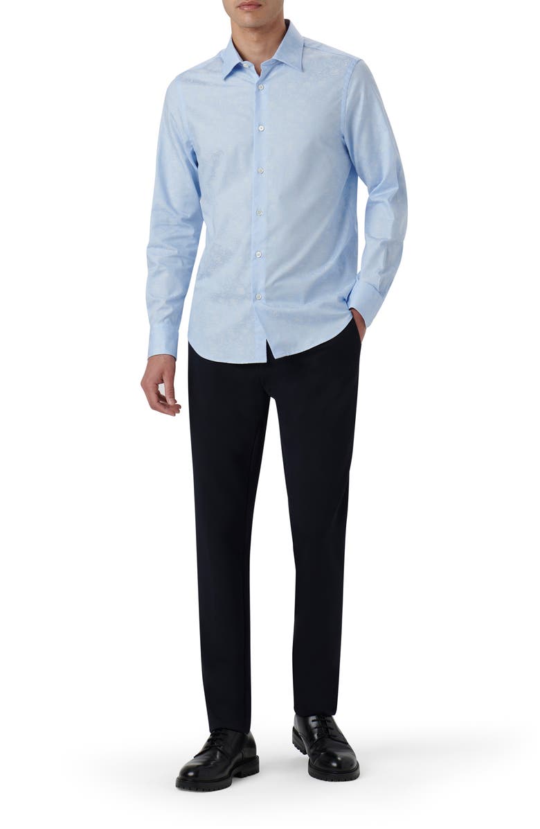 Bugatchi Julian Shaped Fit Print Button-Up Shirt, Alternate, color, Air-Blue