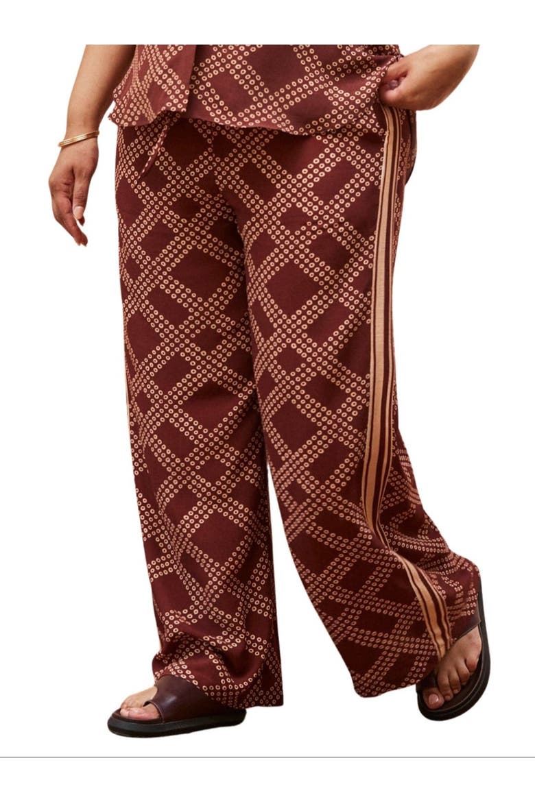 Geo Print Wide Leg Trouser, Alternate, color, Brown