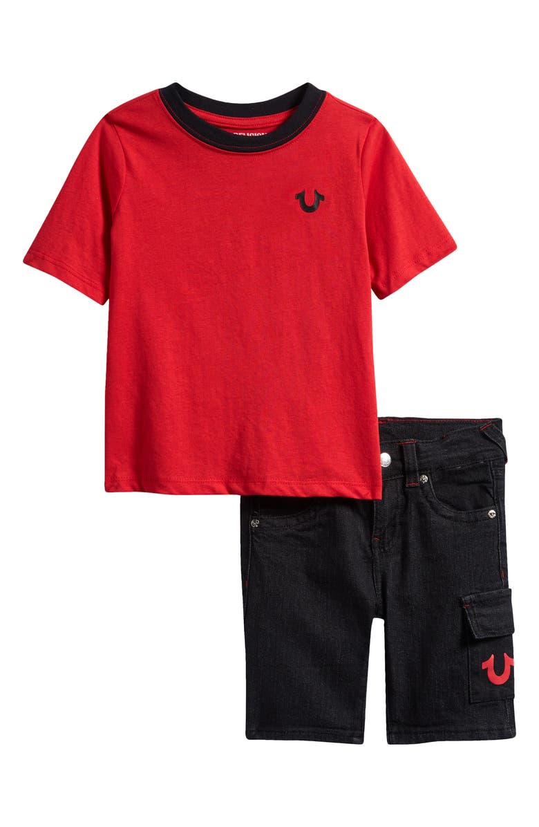 True Religion Kids' Horseshoe T-Shirt & Cargo Shorts Set, Main, color, 