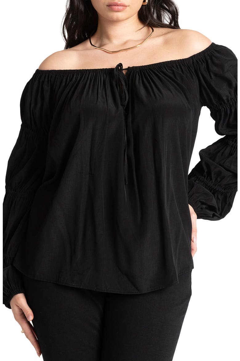 Off the Shoulder Top, Main, color, BLACK