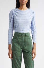 Veronica Beard Bouvet Puff Sleeve Cotton T-Shirt