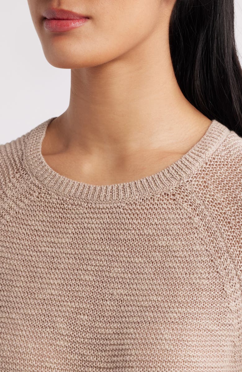 Eileen Fisher Raglan Sleeve Organic Linen & Organic Cotton Sweater, Alternate, color, Wheat