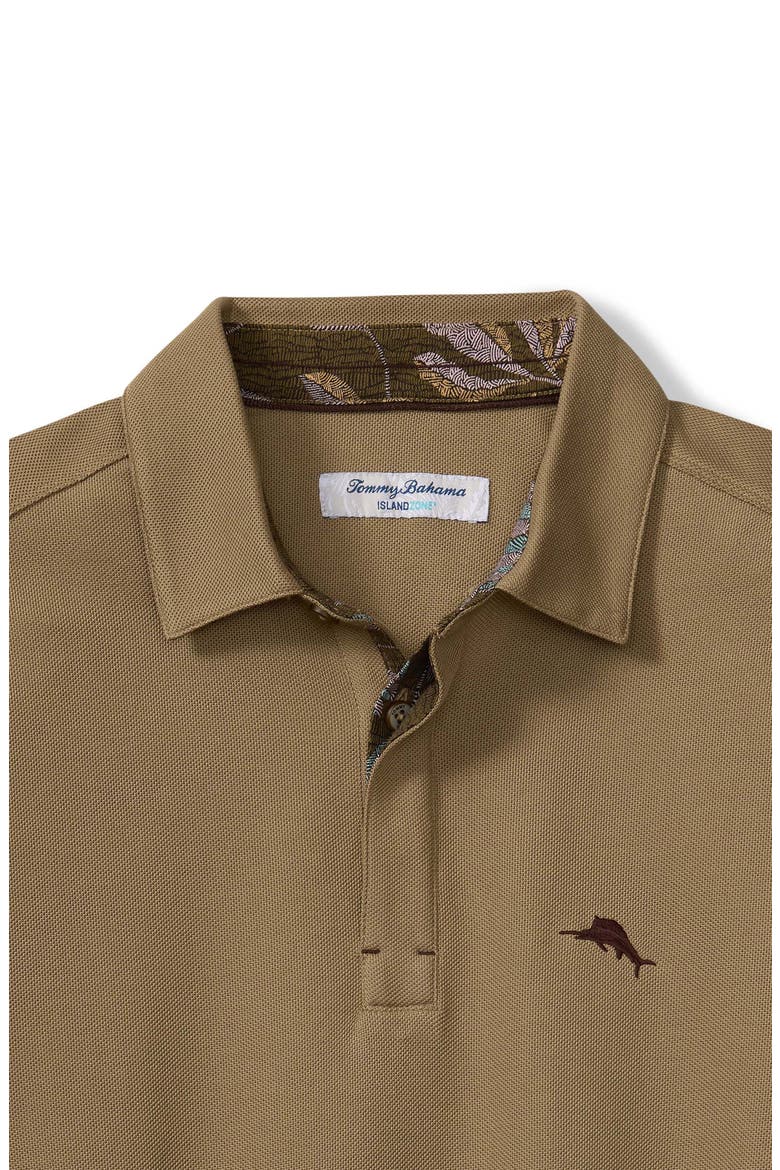 Vintage Vines Long Sleeve Five O'Clock IslandZone® Piqué Polo, Alternate, color, CHICORY KHAKI