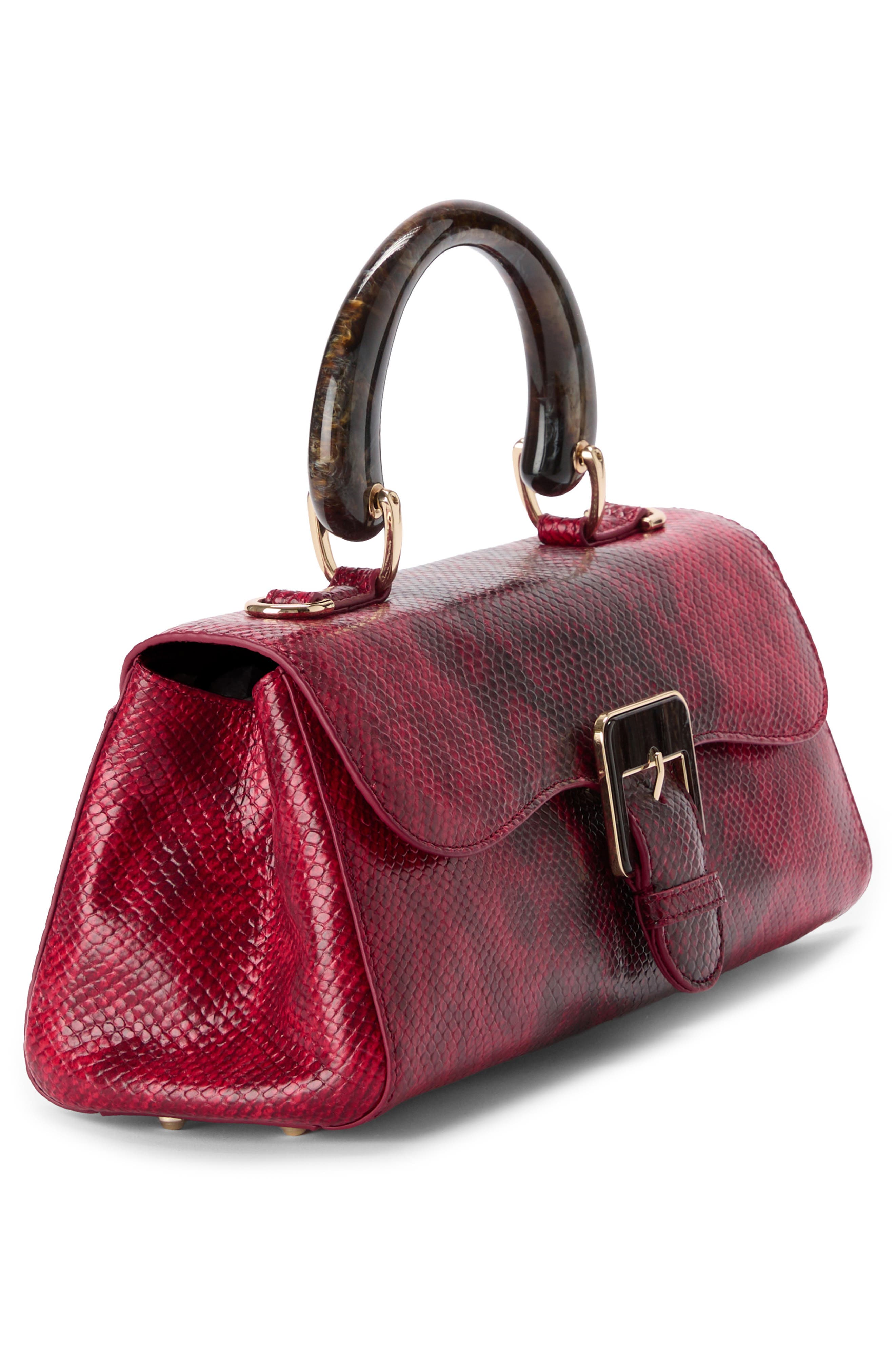Brahmin Dayan Snakeskin Embossed Leather Satchel, Alternate, color, Red Opal Cassatt
