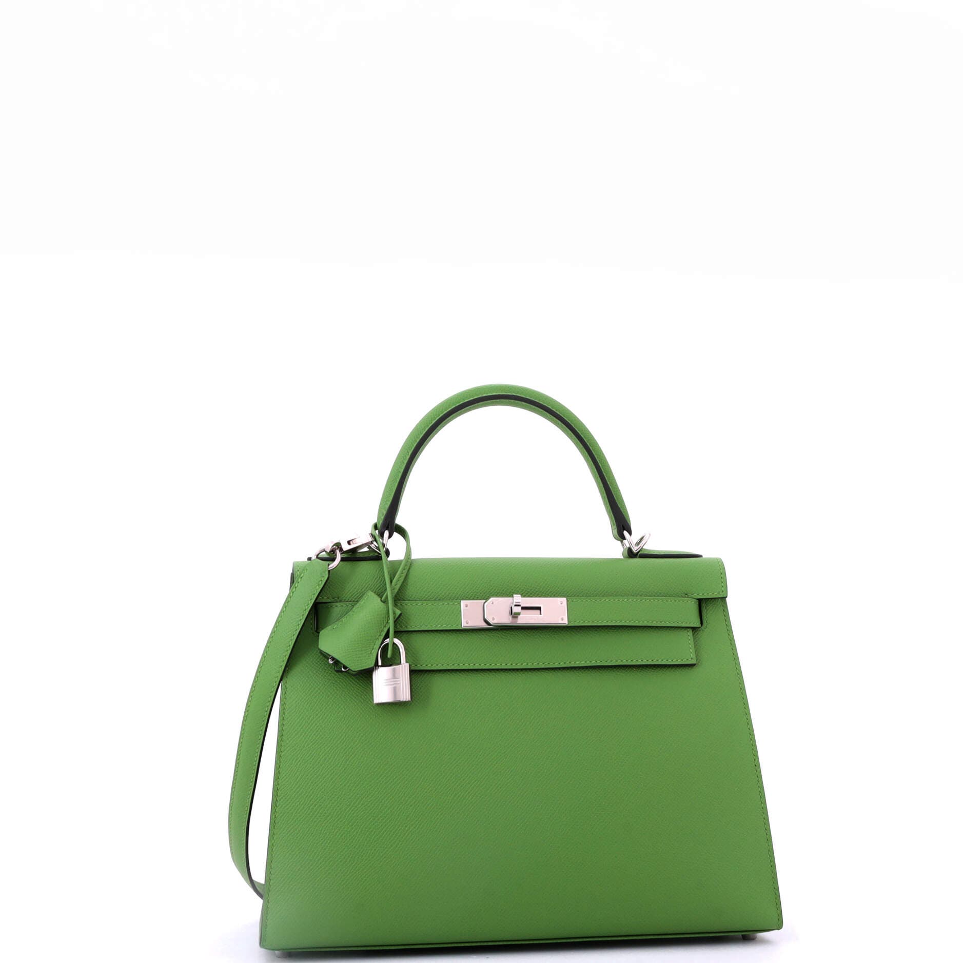 Pre-Owned Hermes Kelly Handbag Green Epsom with Palladium Hardware 28, Alternate, color, Vert Yucca