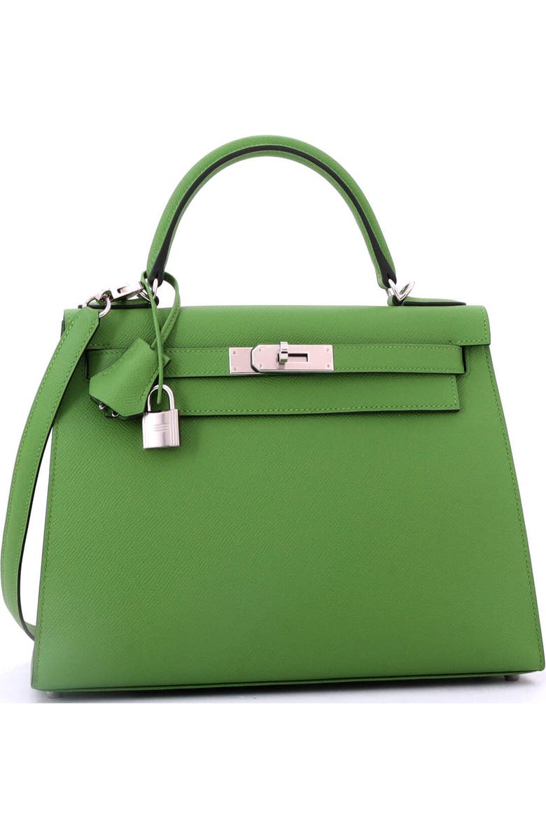 Pre-Owned Hermes Kelly Handbag Green Epsom with Palladium Hardware 28, Alternate, color, Vert Yucca