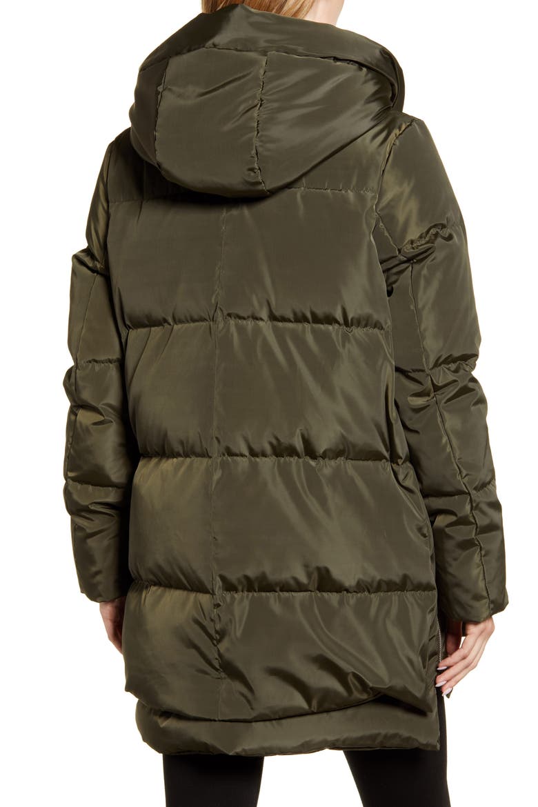 Faux Shearling Lined Puffer Coat, Alternate, color, OLIVE
