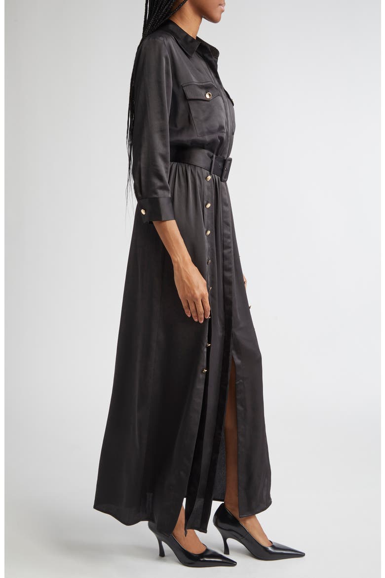 Uriah Button Belted Maxi Shirtdress, Alternate, color, BLACK