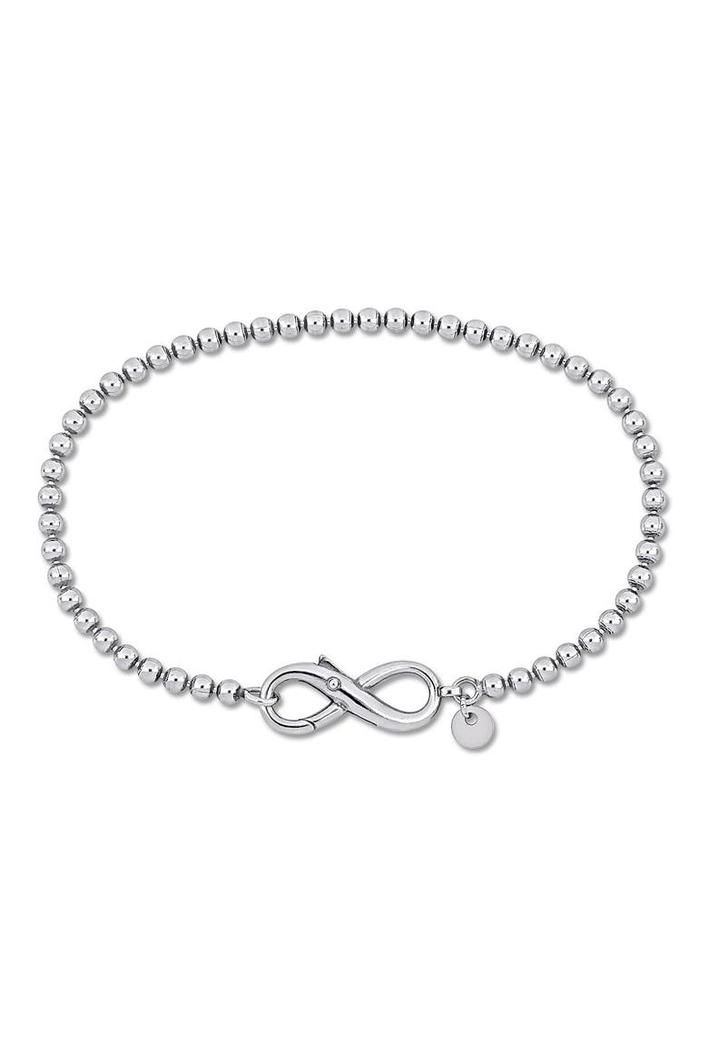 Infinity Bead Link Bracelet, Main, color, SILVER