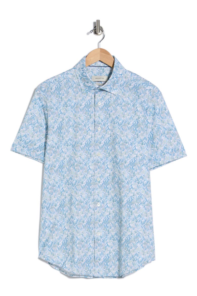 Short Sleeve Woven Shirt, Alternate, color, ICE BLUE