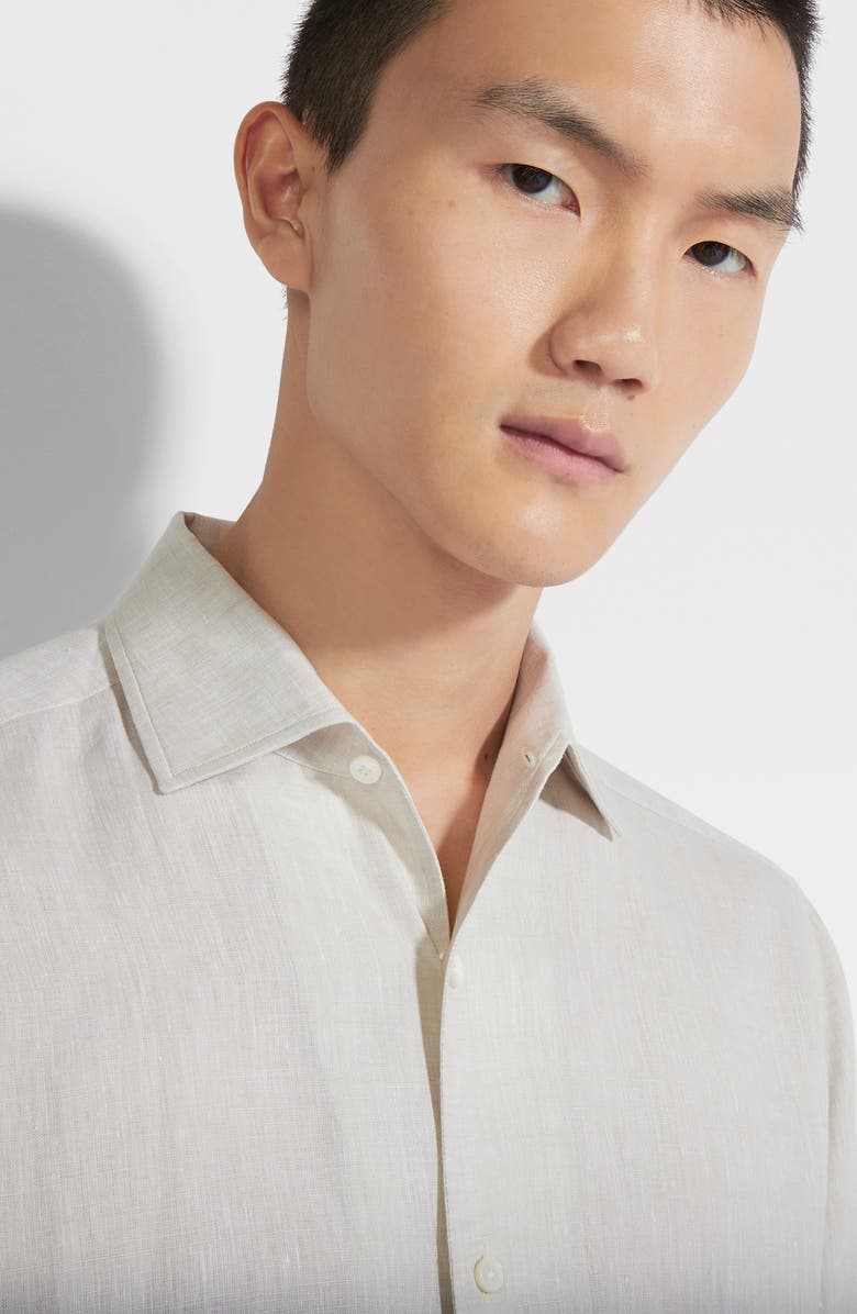 ZEGNA Oasi Linen Button-Up Shirt, Alternate, color, Iuta Beige