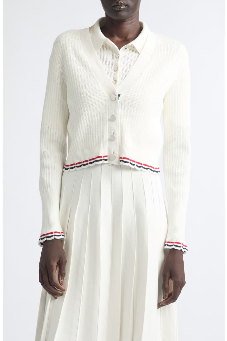 Pointelle Rib Stitch Cardigan, Main, color, WHITE