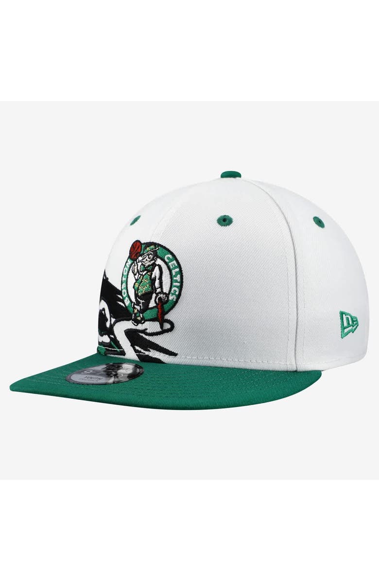 New Era Youth New Era White/Kelly Green Boston Celtics Swept 9FIFTY Snapback Hat, Alternate, color, White