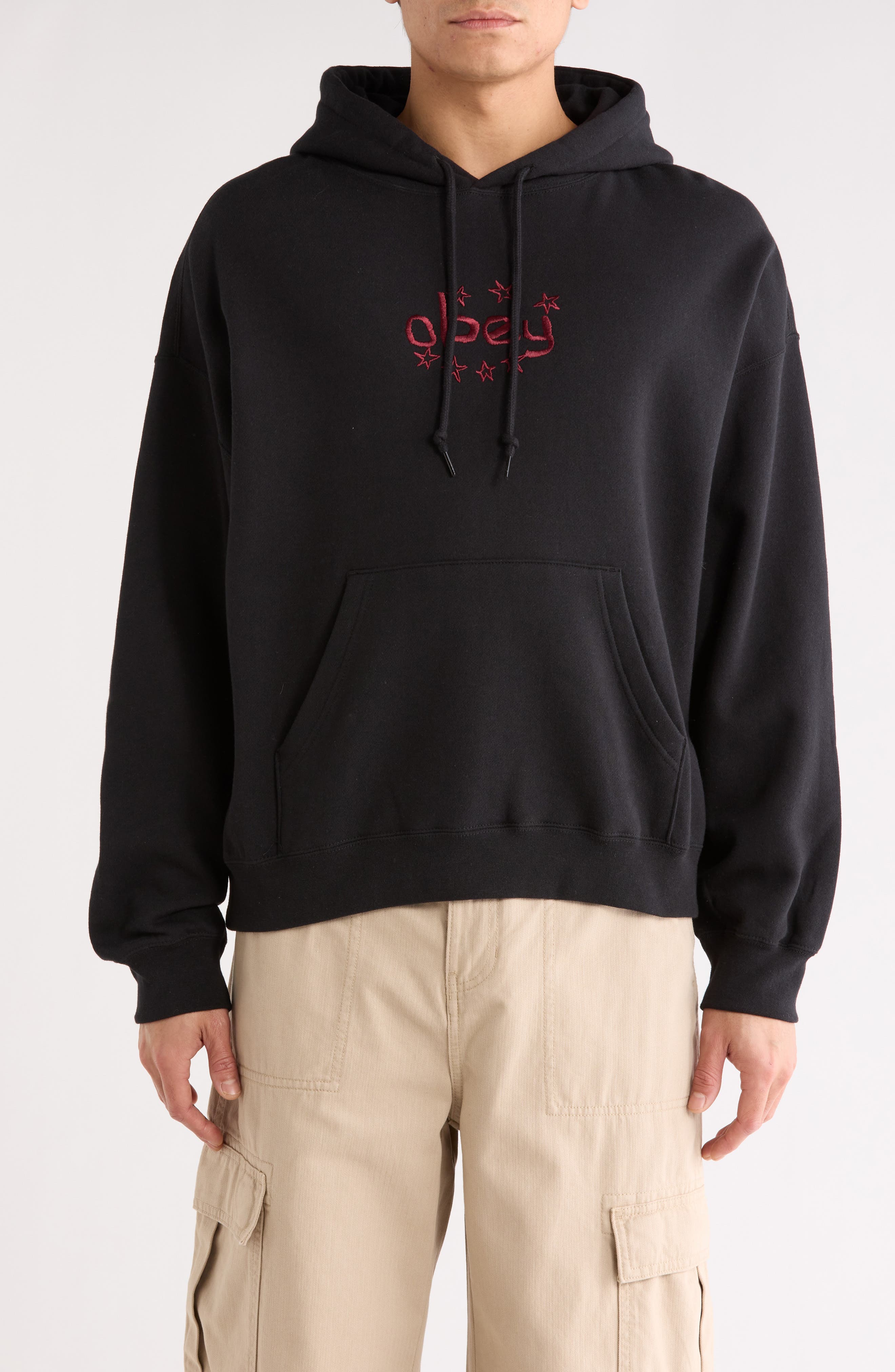 Obey Stars Embroidered Logo Hoodie