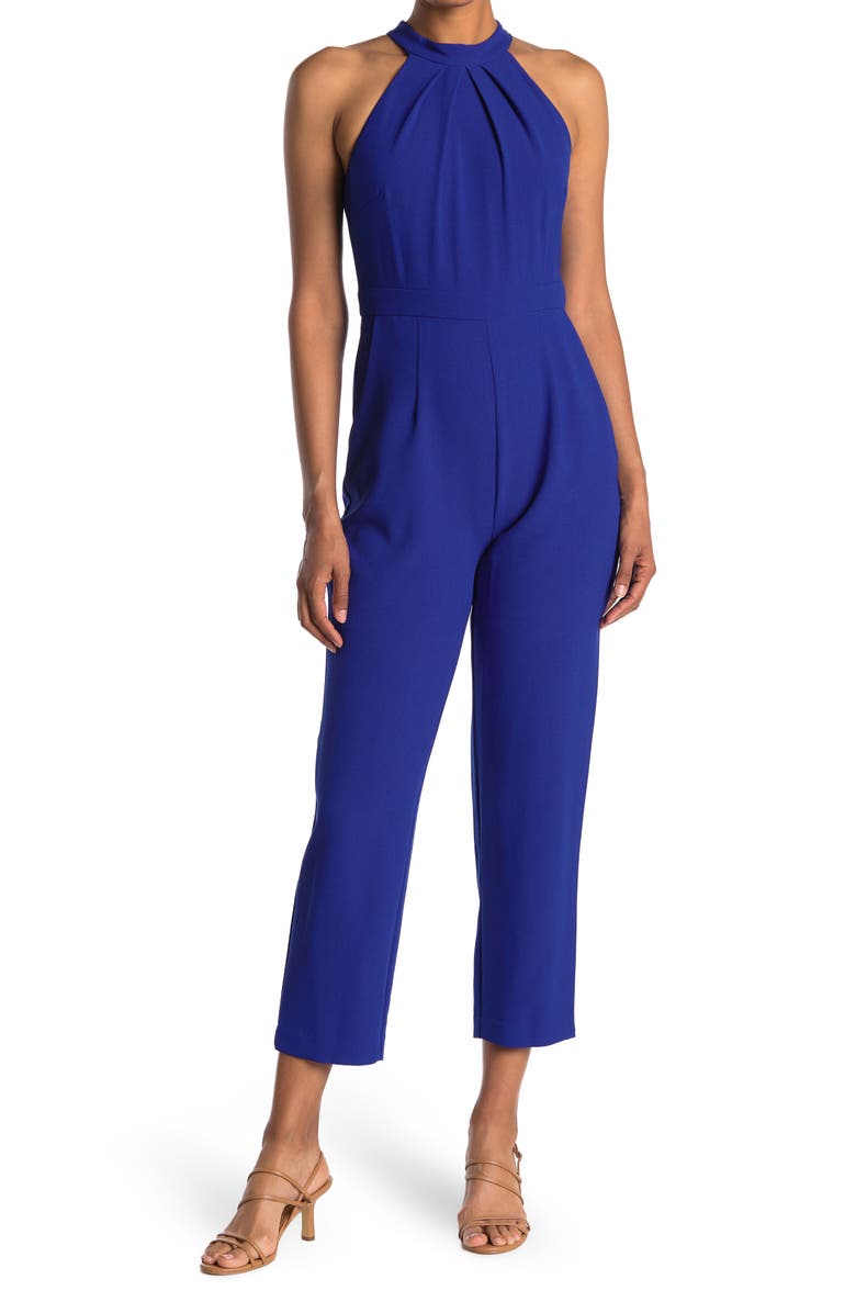 Julia Jordan Pleat Mock Neck Jumpsuit, Main, color,