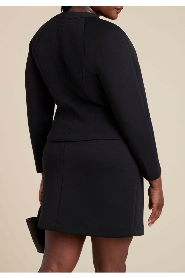 Strong Shoulder Nipped Waist Scuba Jacket, Alternate, color, BLACK ONYX