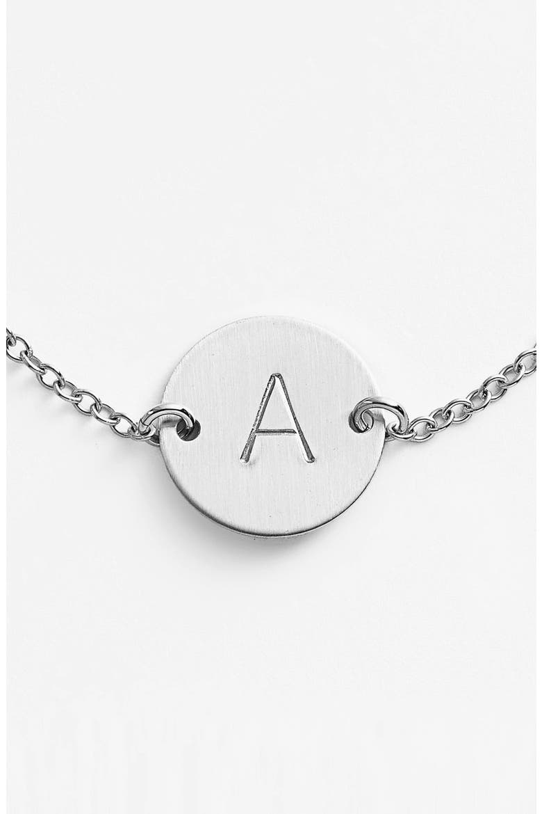 Sterling Silver Initial Disc Bracelet, Alternate, color, STERLING SILVER A