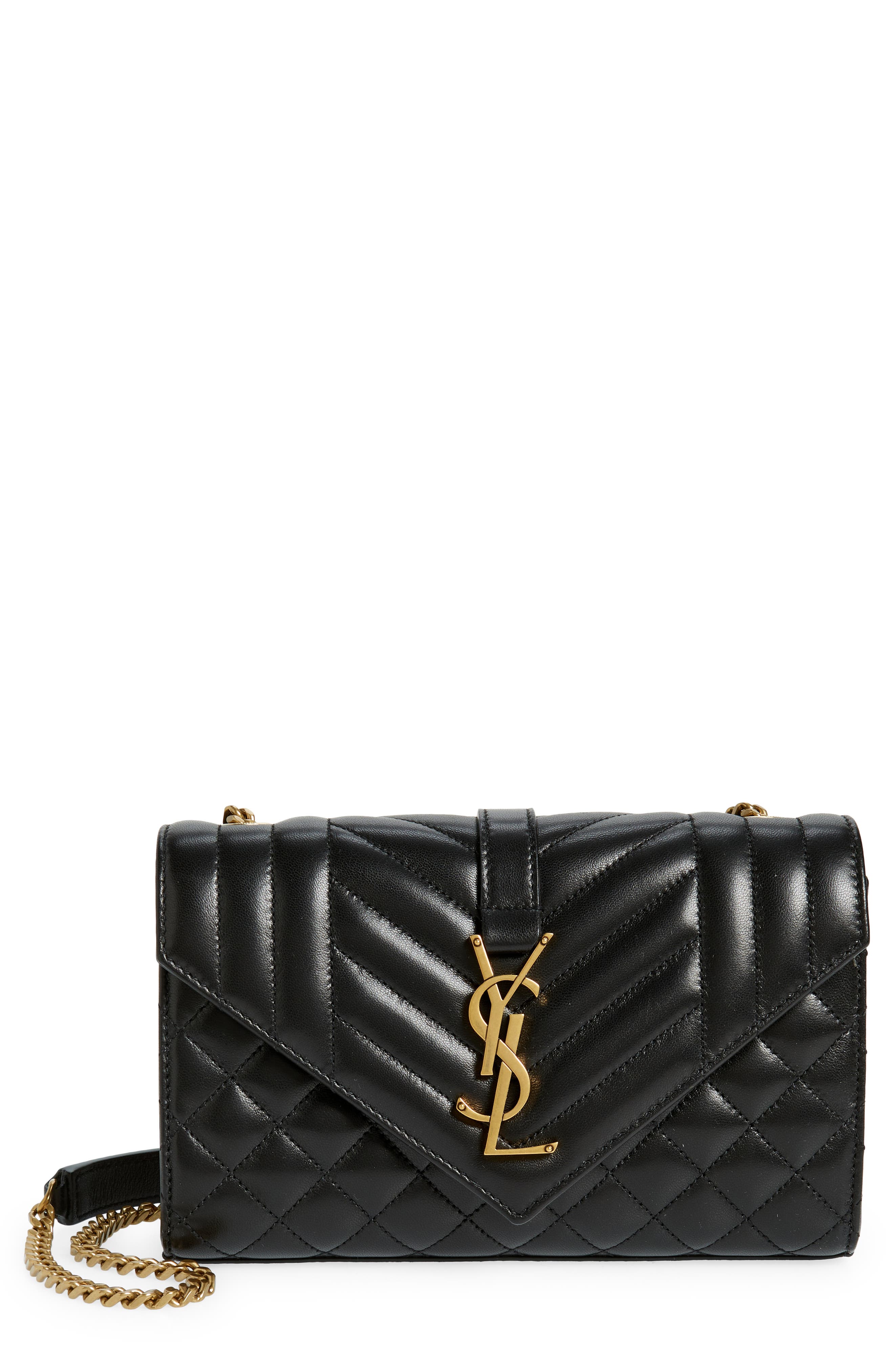 Saint Laurent Small Envelope Chain Strap Leather Shoulder Bag, Main, color, 
