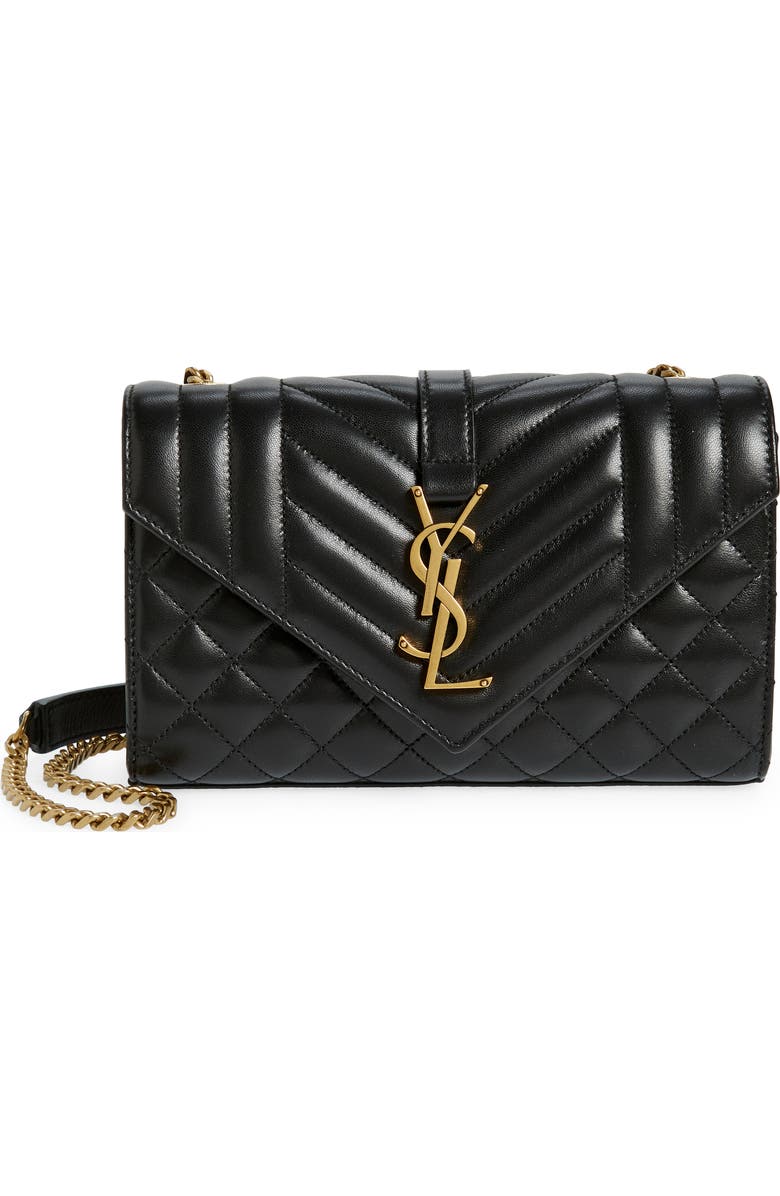 Saint Laurent Small Envelope Chain Strap Leather Shoulder Bag, Main, color,