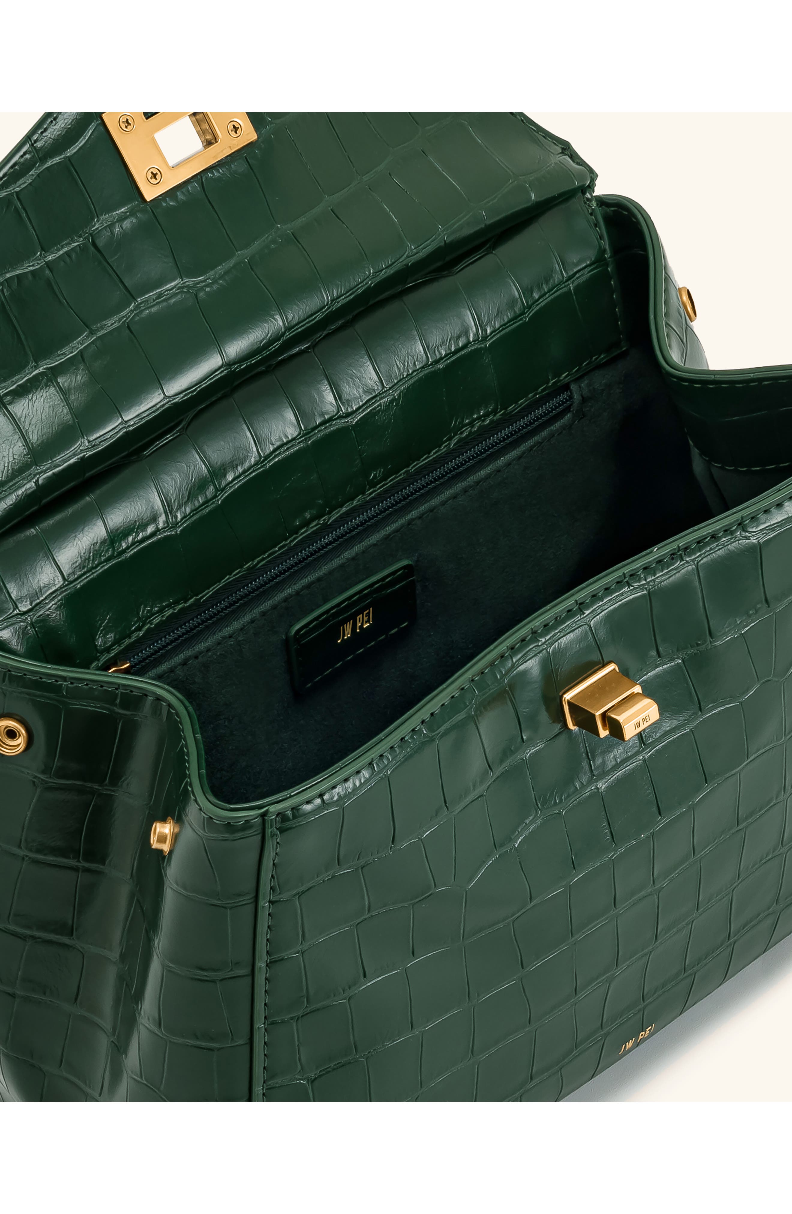 Lucia Faux Leather Top Handle Bag, Alternate, color, GREEN CROC