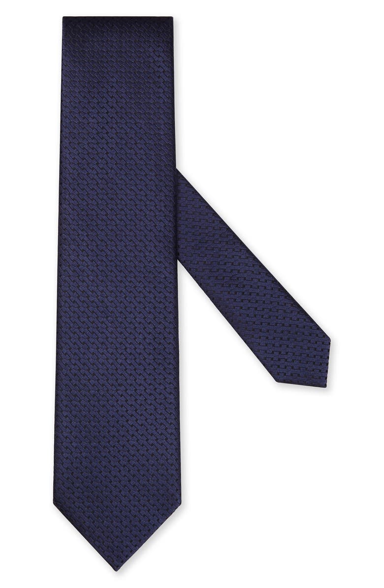 ZEGNA TIES Dark Blue Macroarmature Silk Tie, Main, color, 