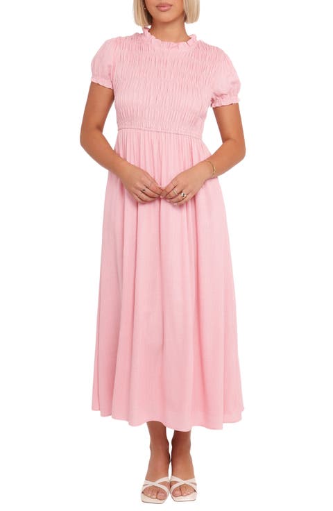 Darla Smocked Puff Sleeve Midi Dress