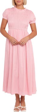 Petal & Pup Darla Smocked Puff Sleeve Midi Dress