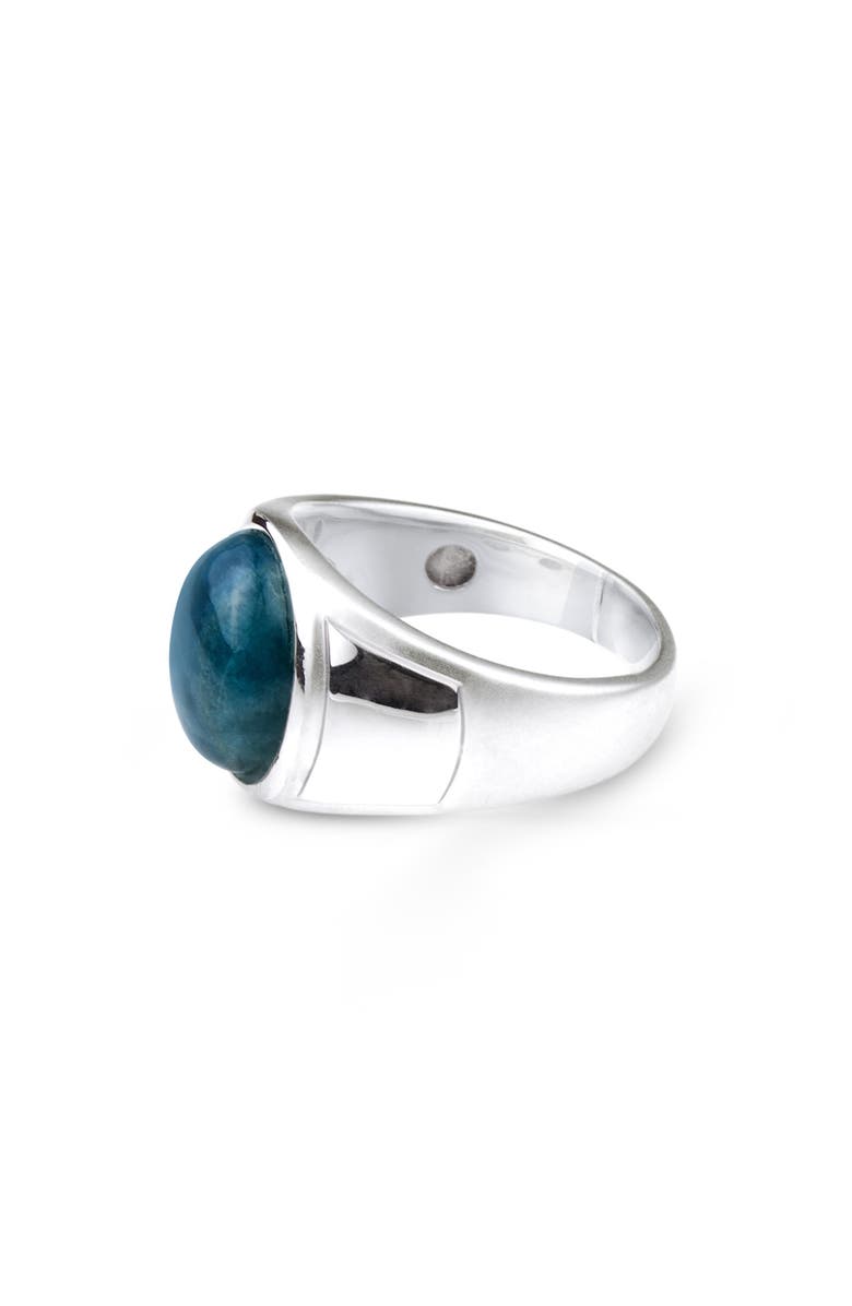LuvMyJewelry Dark Blue Apatite Sterling Silver Men Signet Ring, Alternate, color, Blue