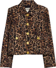 L'AGENCE Nyx Leopard Print Crop Jacket