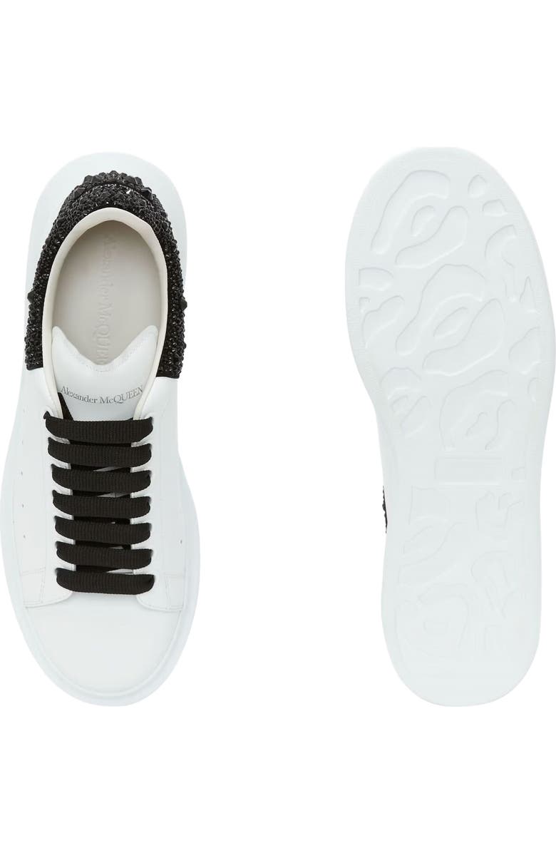 McQueen Oversize Crystal Embellished Sneaker, Alternate, color, White/ Black