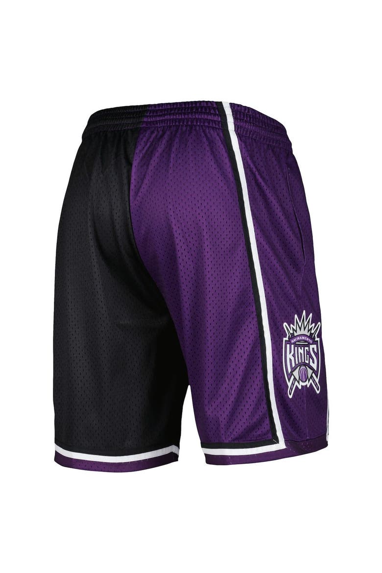 Men's Mitchell & Ness Black/Purple Sacramento Kings Hardwood Classics 2000 Split Swingman Shorts, Alternate, color, Black