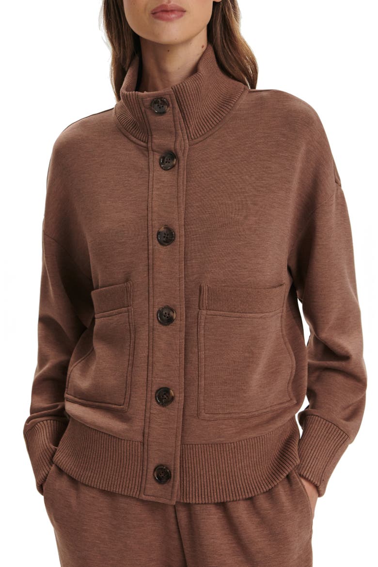 Sabrina DoubleSoft® Button-Up Sweatshirt, Main, color, GOLDEN BRONZE MARL