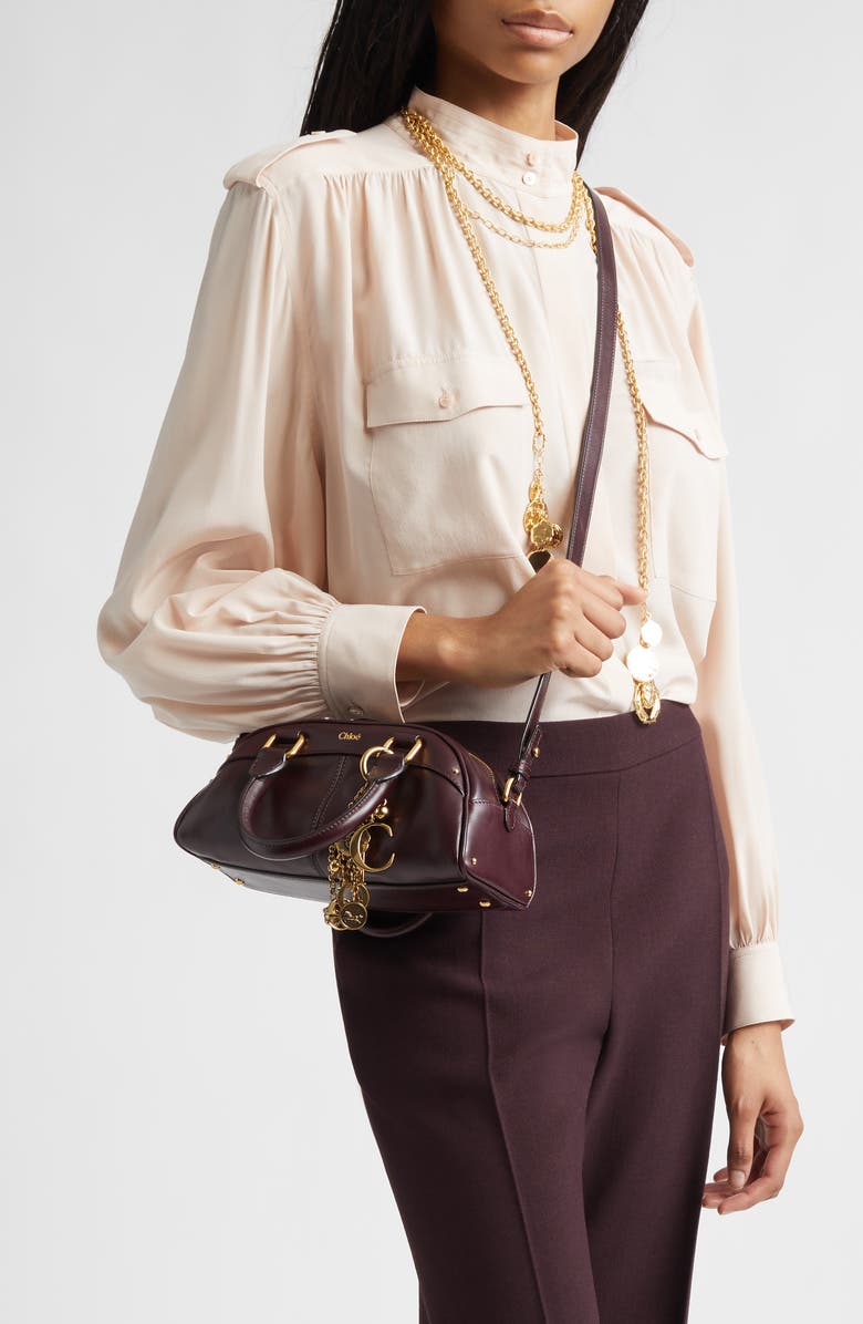 Chloé Bowling Leather Handheld Bag, Alternate, color, Perfect Plum