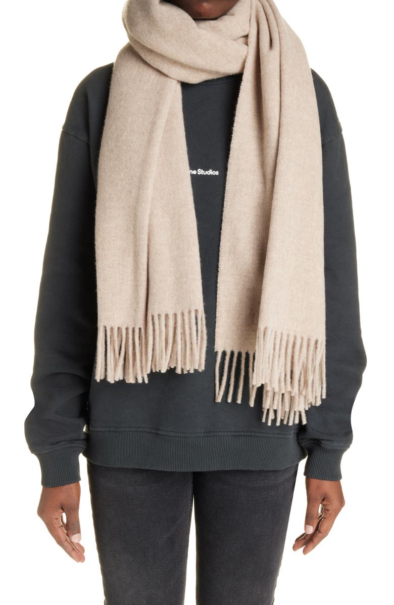 Acne Studios Canada Fringe Scarf, Alternate, color, Oatmeal Melange