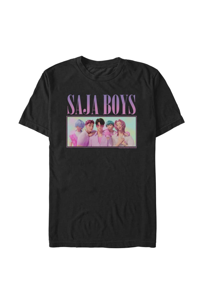 Mens KPop Demon Hunters Saja Boys Group Shot T Shirt, Main, color, Black