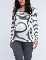 MOTHERHOOD MATERNITY Square Neck Rib Knit Long Sleeve Tee