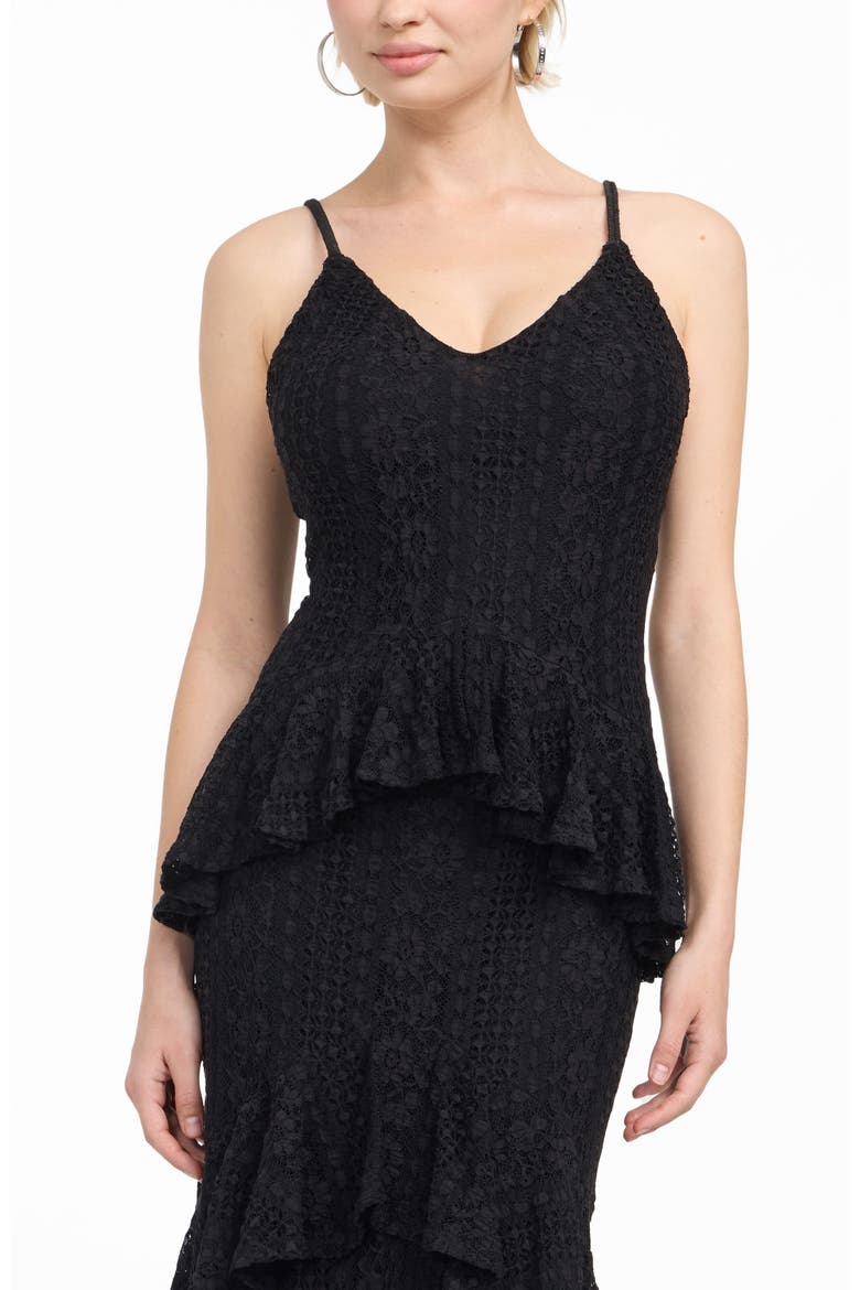 Kalie Lace Ruffle Maxi Dress, Alternate, color, BLACK-BLACK