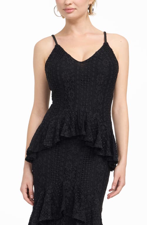 Guess Kalie Lace Ruffle Maxi Dress In Black