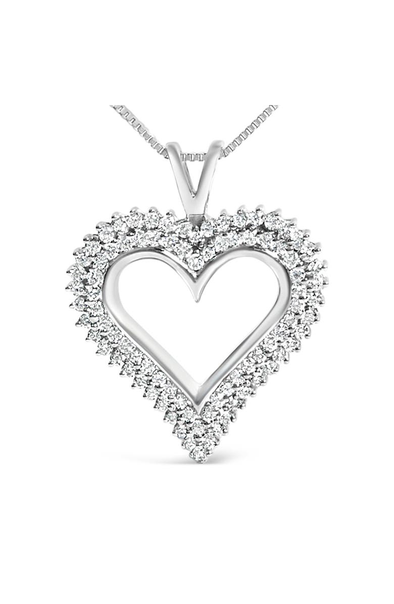 Haus of Brilliance Silver 1.00 Cttw Lab-Grown Diamond Open Heart Pendant Necklace, Alternate, color, White