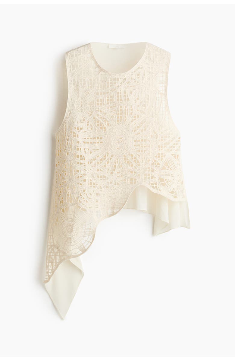 H&M Asymmetric Crochet-look Top, Main, color, Cream