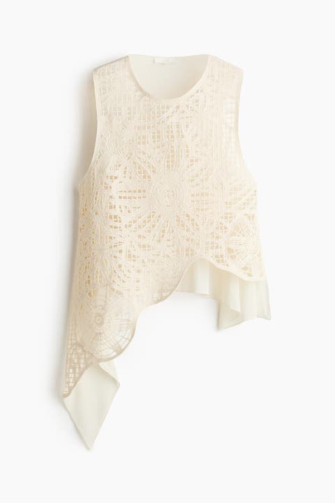 Asymmetric Crochet-look Top