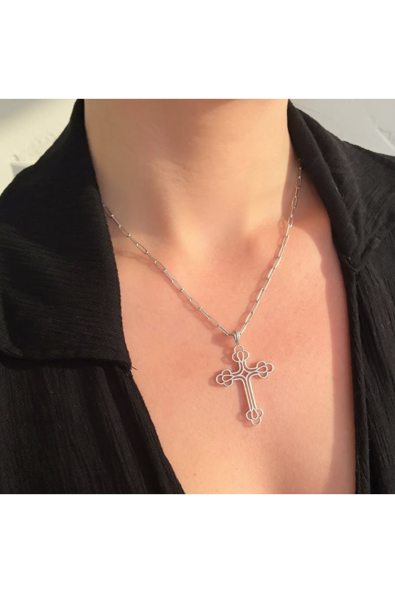 The Maxi Billie Cross Necklace, Alternate, color, Silver