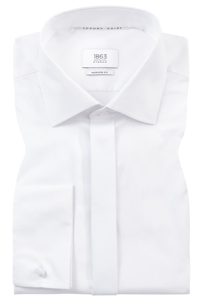 Luxury Covered Placket Non-Iron Dress Shirt, Alternate, color, WHITE
